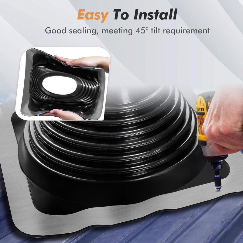 ACNOYEL #8 غطاء تهوية سقف معدني EPDM، أحذية سقف مرنة تناسب أنبوب بقطر خارجي من 7'' إلى 13''، فلاشينغ سقف معدني للمنازل تشمل براغي السقف وسداسي، أسود/ 1 قطعة - Image 5